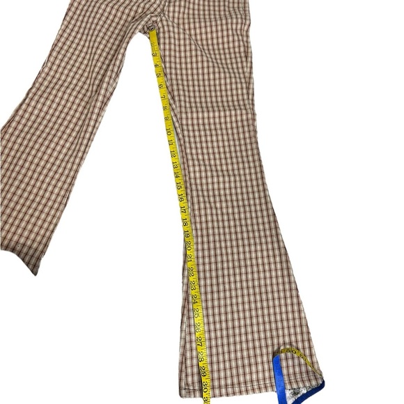 Ghana Wide Leg Flared Plaid Jeans Pants Bell Bottoms Size UK 6 US 2 High Waisted - Picture 5 of 13